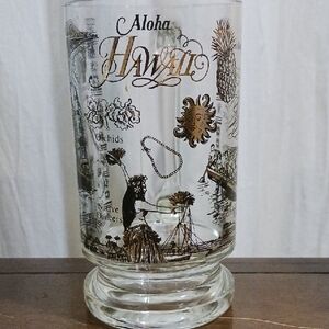 Vintage Aloha Hawaii Clear Glass Mug